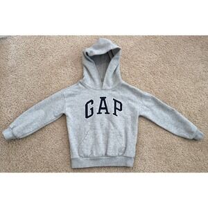 Baby GAP Boys Navy Blue Sweater Hoodie Size 5Y 5T LOGO Pockets 100%Cotton Lining